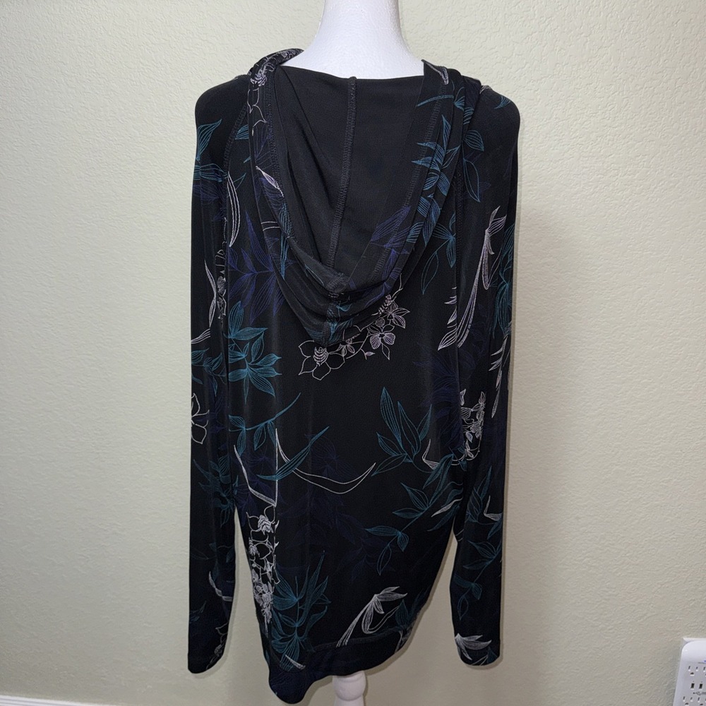 Chico's Travelers Ethereal Midnight Floral Zip Hoodie - Dark Botanical Luxe XL - Picture 3 of 6